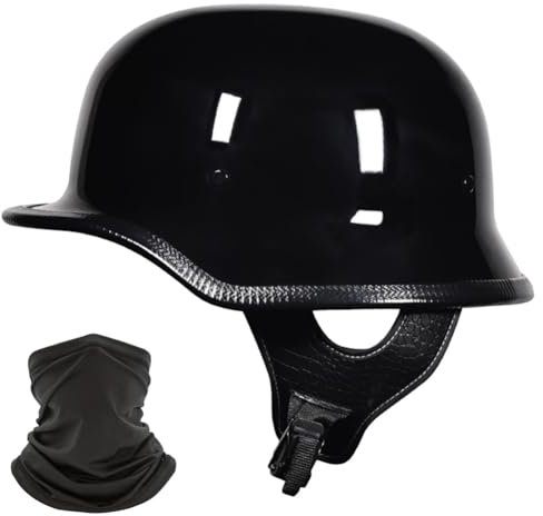 CZSBXBHD German Style Vintage Motorcycle Half Helmet ECE Certified Men Women Open Face Helmet Motorbike Half Helmet with Adjustable Quick Release Buckle for Cruiser Chopper Scooter,C,M 57~58CM