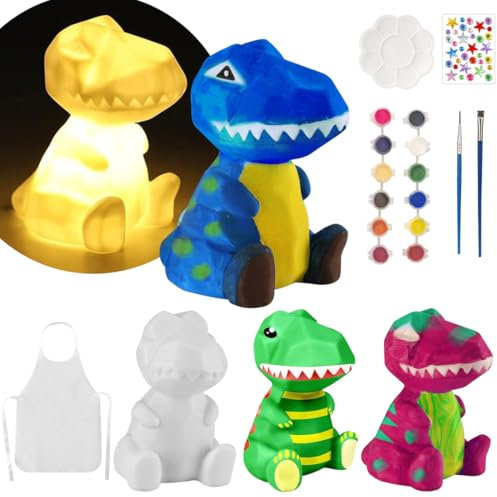 Meleager Basteln Jungen ab 4 Jahre, Dinosaurier Lampe Malset-Bastelset Kinder, DIY Malen Dinosaurier Spielzeug, Geburtstag, Weihnachten Geschenkideen für Jungen 4 5 6 7 8 Jahre