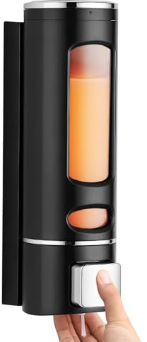 Desinfektionsspender Wandbefestigung, Seifenspender Wand Ohne Bohren, Desinfektionsmittelspender Für Desinfektionsmittel Handseifen Shampoo,300ml (Schwarz)