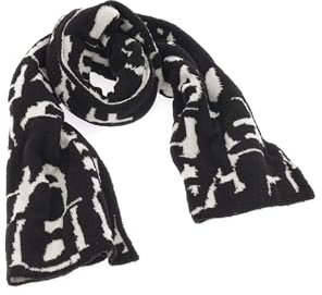 Deha - Schal LETTERING JACQUARD SCARF aus Wolle, schwarz