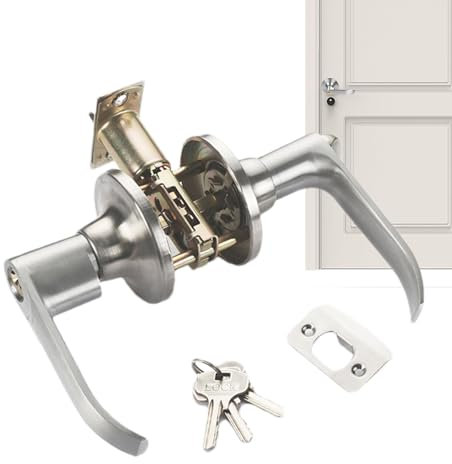 Oseczmut Cerradura de puerta con llave,Cerradura de puerta de dormitorio | Cerradura de manija de barras | Cerradura esférica de barras, núcleo de cerradura de cobre, manija de puerta Simple para sala