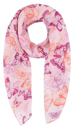 DiaryLook Women Lightweight Scarf Green Bird Neck Scarf Gifts for Ladies Butterfly Print Long Scarves Floral Design Shawl Wrap,Pink Butterfly