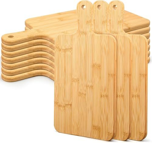 10 Pcs Bulk Cutting Board Wood Chopping Board Laser Engraving Serving Board Charcuterie Boards for Customized Mother's Day Wedding Housewarming Gift (with Handle)