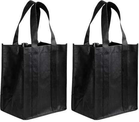 2PCS Sac à Bouteilles vin Sac-Transporte 6 Eau ou vin Rouge Bouteilles Sac des Courses idéal pour Faire Les Courses et emporter Les Bouteilles vides