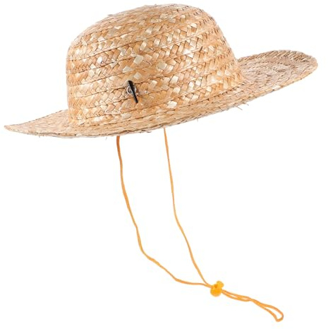 CALLARON Chapeau de Paille pour Garçon et Chapeau de Plage Tressé Protection Solaire Diamètre 31 Cm pour Sorties Plage Pique- et Jeux Air