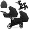 Kunert BRAV DUO Zwillingskinderwagen 2 in 1 + Zubehör: Komfort, Sicherheit, Praktikabilität, elegantes und funktionales Design, vielseitiges System, Aluminiumrahmen, leicht, schwarz/schwarz