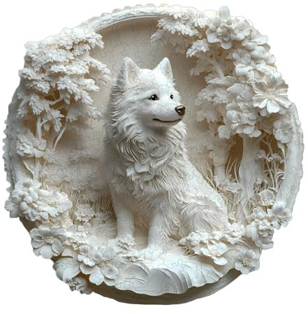 Holzpuzzle Erwachsene Hund Samoyed - 295 Teile holzpuzzle Geschenkbox, Wanddekoration und Geschenk für Freunde und Familien (14 Jahren+)