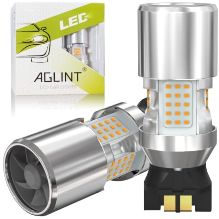 AGLINT PW24W PWY24W LED-lampa Felfri CANBUS Extremt ljus 54SMD Amber 12V Bilens Främre Blinkersljus Amber Kompatibel med i3 A3 A4