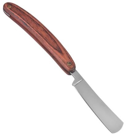 OFFIGAM Vintage Rasierer aus Edelstahl Bart und Augenbrauenrasierer Einfach zu Bedienen mit Schutzhülle Komfortabler Holzgriff für Heimgebrauch und Friseursalons