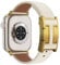 CHANCHY Leather Straps for Apple Watch Strap 46mm 45mm 44mm 42mm(Series 3), Replacement Genuine Leather Strap for Apple Watch Series 10 9 8 7 6 5 4 3 2 1 & iWatch SE, Beige+Gold Bucker
