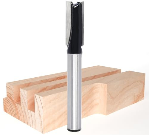 Akylin Straight Two Flute Router Cutter Bit, 1/4 Inch Shank Tungsten Carbide Router Bit, 8mm Cut Diameter & 20mm Cut Length Double Flute Straight Cutter