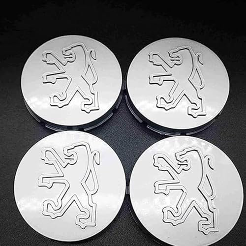 4 zentrale Radkappen für Peugeot 205 GTI 1.9 von 60 mm. Metallfelgenembleme, Abzeichen, Logos, Radkappenabdeckungen, Außendekorationszubehör