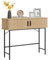 HOMCOM Console Meuble, Table Console, Console entrée, Table d'entrée avec Portes coulissantes à Lattes et Pieds en Acier, Bout de canapé pour Salon, chêne et Noir