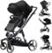 Doraystar Kinderwagen & Buggy, Reisebuggy für Kleinkinder mit Zwei Umkehrbaren Schiebemodi, Aluminiumrahmen für Neugeborenen Buggy, Zusammenklappen mit Einem Klick (WL8 Black)