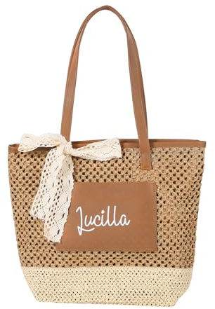 Wamantic Sac à Main Femme Personnalisé avec Prénom - Sac Fourre Tout Cadeau Femme Fille, Tote Bag Personnalisable pour Maman Couple Anniversaire Noël
