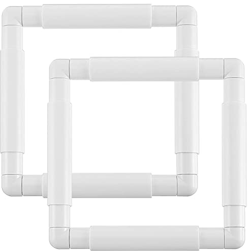 Paaruter 2Pc Frame Square Embroidery Hoops Q Snaps for Quilting Frame Sewing Hoop, 8X8 Inch