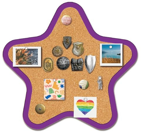 craspire Sternförmige Pinnwand Mit Rahmen 10.23x9.8 Zoll Aus Lila Holz Dekorative Korktafel Zur Wandmontage Erinnerungs Memo Broschen Und Revershalter Aufbewahrung Für Zuhause Büro Schule