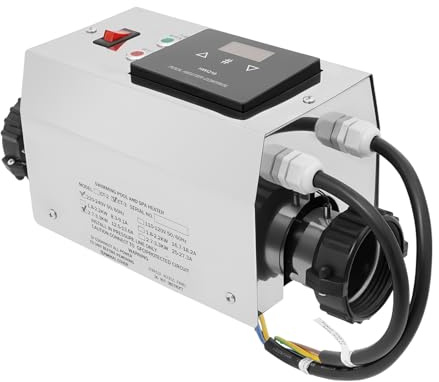 Elektrische Poolheizung 3KW, Wasserdichte Edelstahl-Heizung für SPA und Kleine Pools bis 1.5m³, mit Intelligenter Temperaturregelung, Schnelle Erwärmung, Sicherheitsgarantie , Einfach zu Reinigen