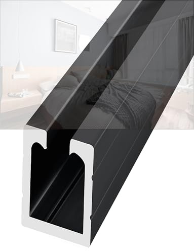 Kit de riel para puerta corrediza de vidrio, vidrio acrílico de 3 mm de grosor, marco de aluminio negro, fácil instalación para el hogar, oficina y almacén, solución de puerta corredera de 140 cm