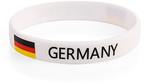 Komonee 2 x Germany White World Cup Sports Event Football Country National Flag Silicone Wristbands