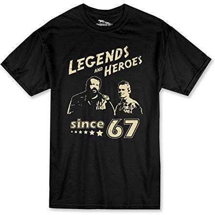 Terence Hill Bud Spencer T-Shirt Herren - Legends and Heroes (Schwarz) (M)