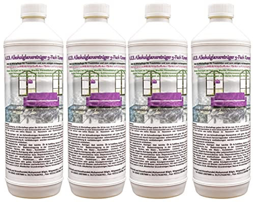 A.K.B. Alkoholglanzreiniger 5-Fach Konzentrat, Wischroboter Reinigungsmittel (idealer Alkoholglanzreiniger als Bodenreiniger, Hartbodenreiniger), 1354 (4 x 1L Flasche),Allzweckreiniger,Allesreiniger