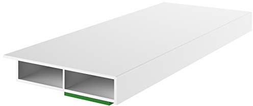 NOBILY Fenster/PVC Deckleiste- 40mm Breite x 7mm Höhe, Hohlkammerleiste mit Überstand für Wandabschluss inkl. Schaumklebeband (selbstklebend)- jede Leiste 1950mm,Flachleiste,Fensterleiste