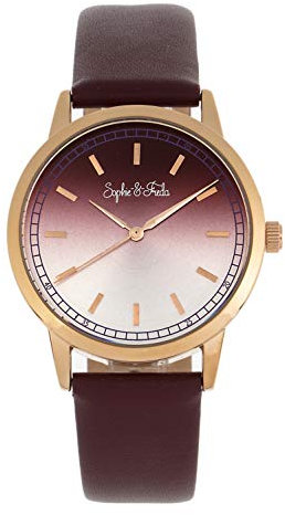 Sophie and Freda San Diego Women's Quartz Maroon Genuine Leather Rose Gold Watch SAFSF5105