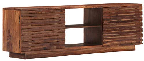 yorten TV-Ablage mit Schränke und Fächern TV Board Lowboard Fernsehtisch TV-Schrank aus Sheesham Massivholz 120 x 30 x 40 cm (B x T x H)