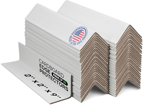 IDL Packaging - CEP-9-M Karton Kantenschutz 5,1 cm x 5,1 cm x 22,9 cm, 50 Stück - Weiß Kraftkarton Eckenschutz für den Versand - V-Board verstärkter Palettenkantenschutz