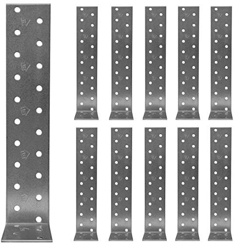 Anchor Bracket Plates, Heavy Duty Wooden Corner, l Angle Brackets Galvanised 1,57x 7,87x 1,57x 0,08 (40 x 200 x 40 x 2mm) Pack of 10pcs