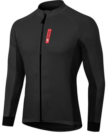 MEETWEE Herren Radtrikot, Langarm Fahrradtrikot Reißverschluss Fahrradbekleidung Radshirt Fahrradshirts für Männer, Atmungsaktive Cycling Jersey Schnell Trocknen Radsport Bekleidung