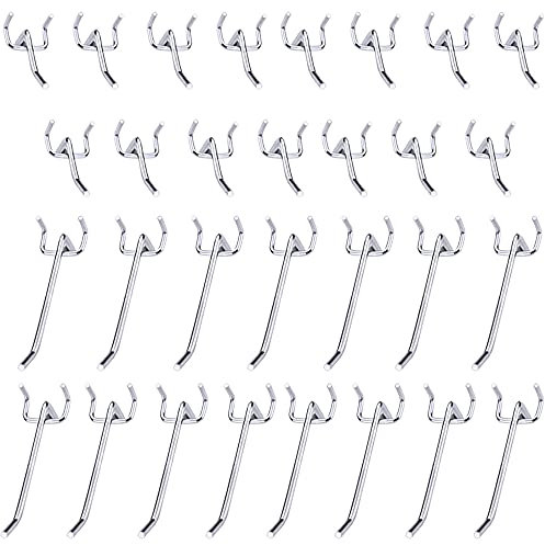 Rayong 30Pcs Lochwandhaken, Rostfreier Stahl Stecktafel Haken, Lochwand Zubehör Haken Pegboard Stecktafel Haken für Display Board, Supermarktregale, Baumärkte, Regal, Werkstatt(10/5cm)