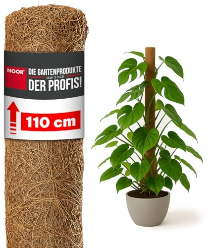 NOOR Kokos-Rankhilfe mit Holzstiel - verlängerbare Pflanzhilfe aus 100 % Naturmaterial - stabile Kletterhilfe für Pflanzen, dekorativ & nachhaltig - Kokosstab 110 x 5 cm Ø