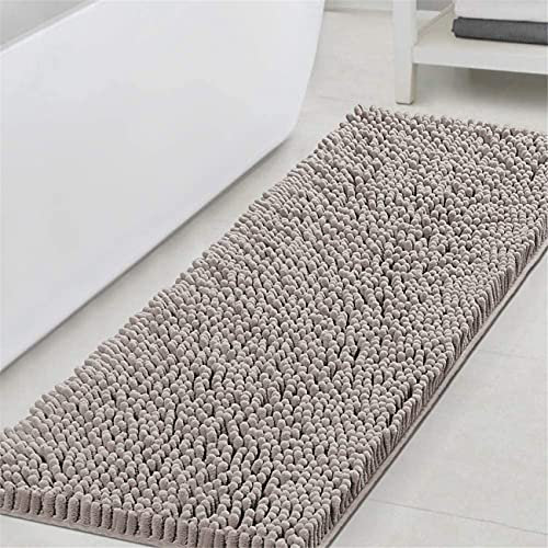 Badteppiche Badematten Für Badezimmer rutschfeste Chenille Bad Läufer Teppich Saugfähige Shaggy Teppiche Waschbar Plüsch Teppichmatten, Perfekt Für Badezimmer, Badewanne (Taupe,120 x 43 cm)