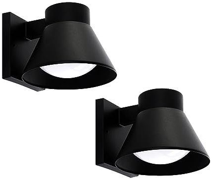 UME 2 Pack LED Outdoor Wall Light Fixtures, Black Front Porch Lights Wall Mount Lighting, Exterior Waterproof Wall Lantern Light Fixture Anti-Rust Farmhouse Wall Sconce for Patio, Doorway, Garage
