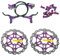 Zoom - Set di freni a disco idraulici per mountain bike, set anteriore e posteriore, con rotore a disco flottante da 160 mm e bulloni colorati (viola)