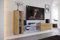 Furnitech Wohnwand Wohnzimmer | Wohnzimmer Möbel mit LED Weiß | Hängend Wohnwand Modern | Wohnzimmer Schrankwand mit Regale und TV Schrank (Future 45N-M-DZ6-1A)