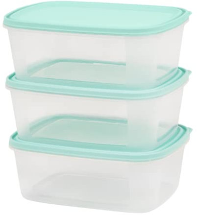 Contenedor de almacenamiento de alimentos | 2 L | preparación de alimentos con tapa apilable y hermético para nevera/congelador, cajas de alimentos, sin BPA, 3 unidades