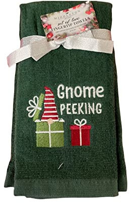 Set mit 2 bestickten Handtüchern mit Weihnachtsmotiven, Grün