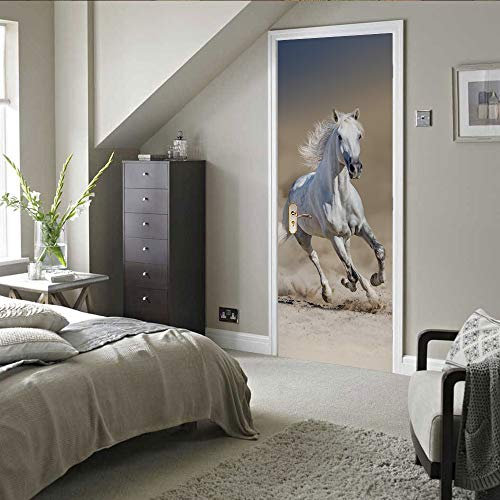 3D Türtapete Selbstklebend Türaufkleber - PFERD - Türfolie Poster PREMIUM PVC Wasserfest Wandtattoo Für Schlafzimmer Wohnzimmer Tür Dekoration Tapete 80 x 200 cm