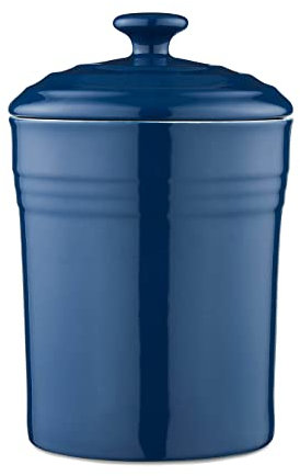 Barbary & Oak BO875007BLU Foundry Medium Storage Jar in Ceramic Stoneware, 23cm, Limoges Blue
