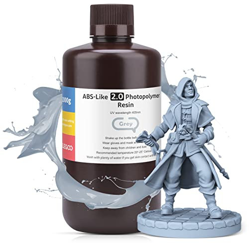 ELEGOO ABS-Like Resin 2.0 Photopolymer Harz UV-Härtung 405nm ABS 3D Harz für LCD 3D Drucker Grau 1000G