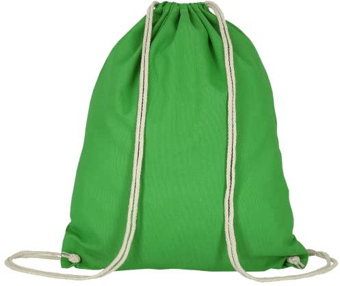 TEXXILLA 10er Pack Turnbeutel - Oeko-TEX 100 Zertifiziert | mit robusten Zugbändern | 38x46cm | Jutebeutel | Einkaufstasche | unbedruckt, Farbe:maigrün, Größe:10 Stück