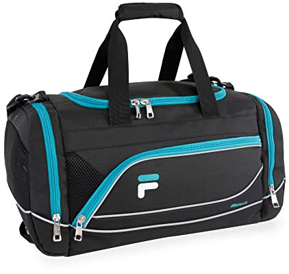 Fila Sprinter Sporttasche, 48,3 cm (19 Zoll), Schwarz/Blaugrün, Sprinter Sporttasche, 48,3 cm