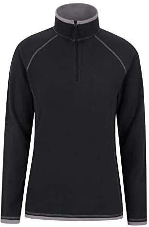 Mountain Warehouse Montana Fleecejacke für Damen aus Microfleece - Atmungsaktiver Fleece-Pullover für Damen, schnelltrocknend, warme Fleecejacke, Half-Zip - Outdoor Schwarz Damengröße EU 48