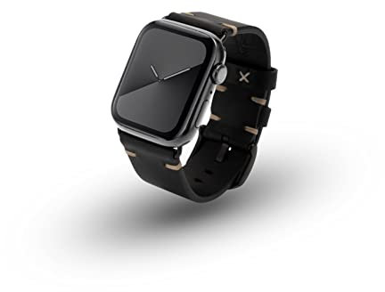 JT Berlin Alex II Vintage Armband kompatibel mit Apple Watch 49mm / 45mm / 44mm / 42mm Lederarmband (Edelstahl Verschluss) schwarz/schwarz