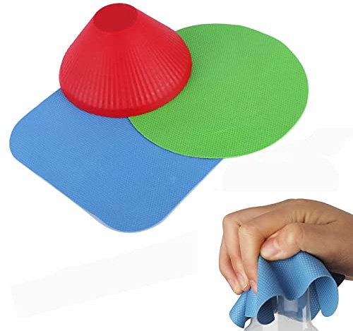 3 Pcs Jar Opener Grippers, Multi-Function Rubber Coaster for Seniors Women Kids Weak Hands, Bottle Opener Holder