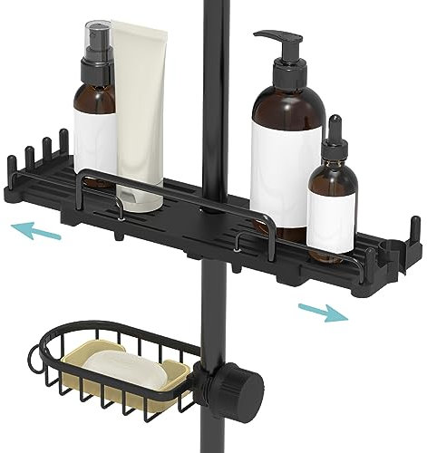 TOVE KNIGHTY Teleskop Duschablage Ohne Bohren 28-44cm, Duschablage Zum Hängen, Duschregal Teleskopisch Shower Shelf Duschstangen-aufbewahrungsregal für 18-25mm Duschstange Badorganisator