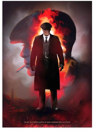 Displate Offiziell Peaky Blinders MetallPoster Magnetische Befestigung Inklusive Lizenziert Bilder Hochwertiges Poster Main Characters - Thomas Shelby Working Man Poster 45 cm x 32 cm